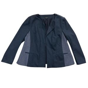 Lane Bryant‎ Blazer Jacket Womens 24 Navy Blue Textured Open Front